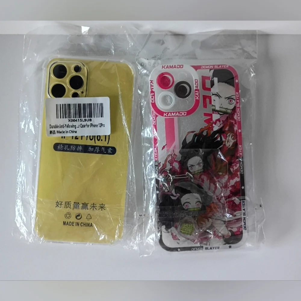 2 pack iPhone 12 Pro‎ protective painted and clear case  (Anime and Clear )